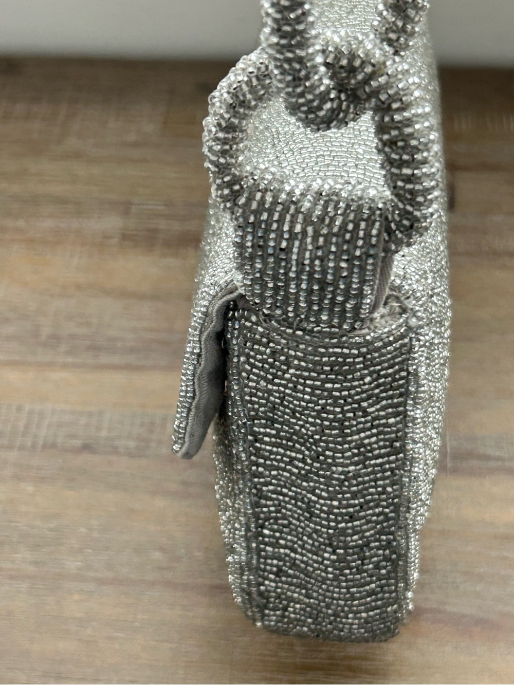 Anthropologie Fiona Beaded Bag Chain Edition Silver NWT - Picture 7 of 10